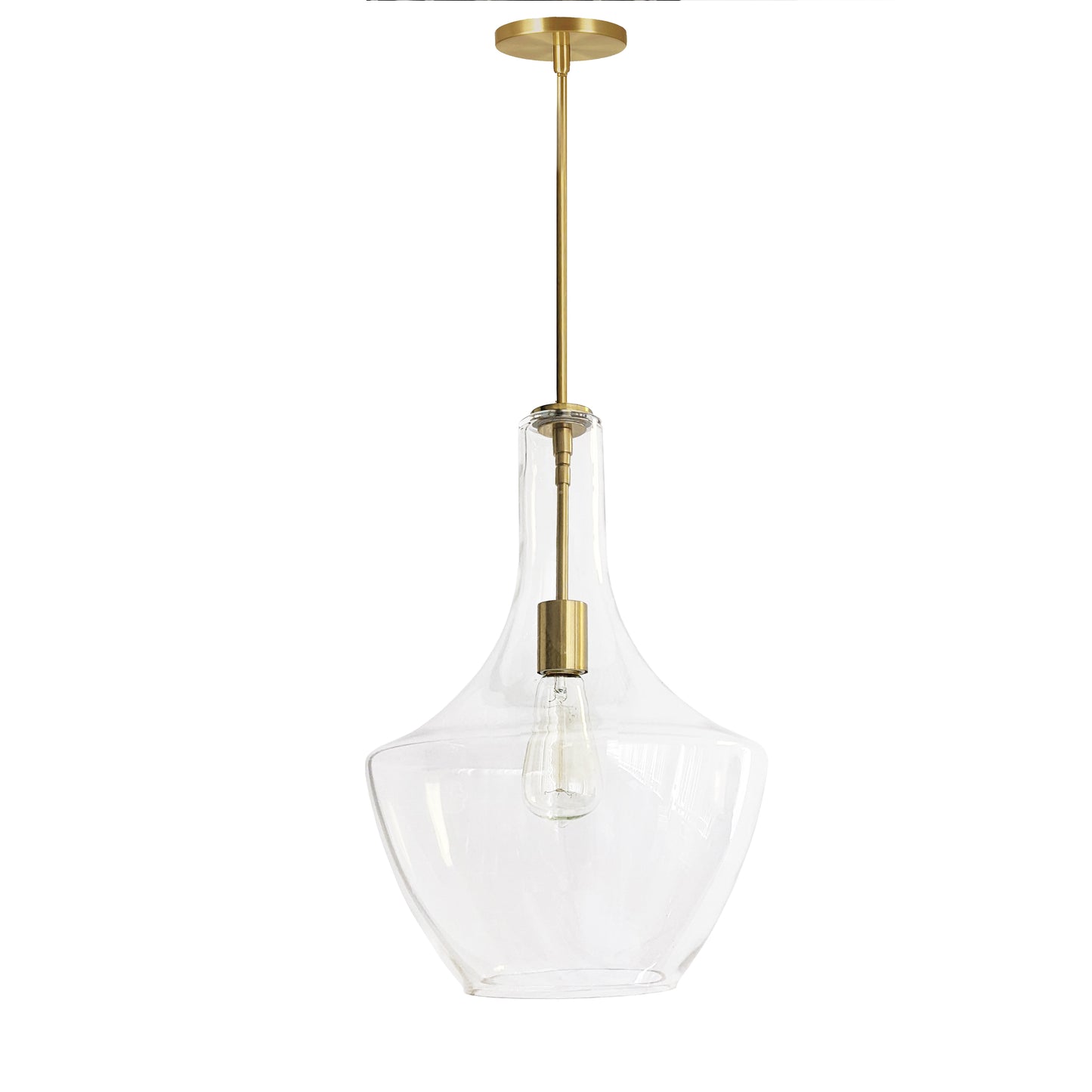Dainolite PTL-121P-AGB 1 Light Incandescent Pendant, Aged Brass with Clear Glass