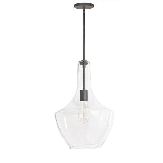 Dainolite PTL-121P-MB 1 Light Incandescent Pendant, Matte Black with Clear Glass