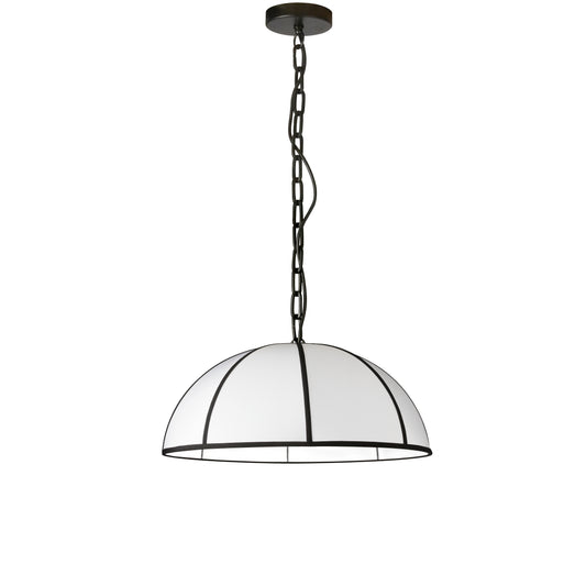 Dainolite PTO-201P-MB-BW 1 Light Incandescent Pendant, Matte Black with White Shade and Black Trim