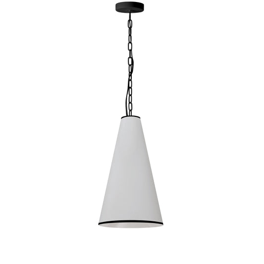 Dainolite PYM-S-MB-BW 1 Light Incandescent Pendant, Matte Black with White Shade and Black Trim