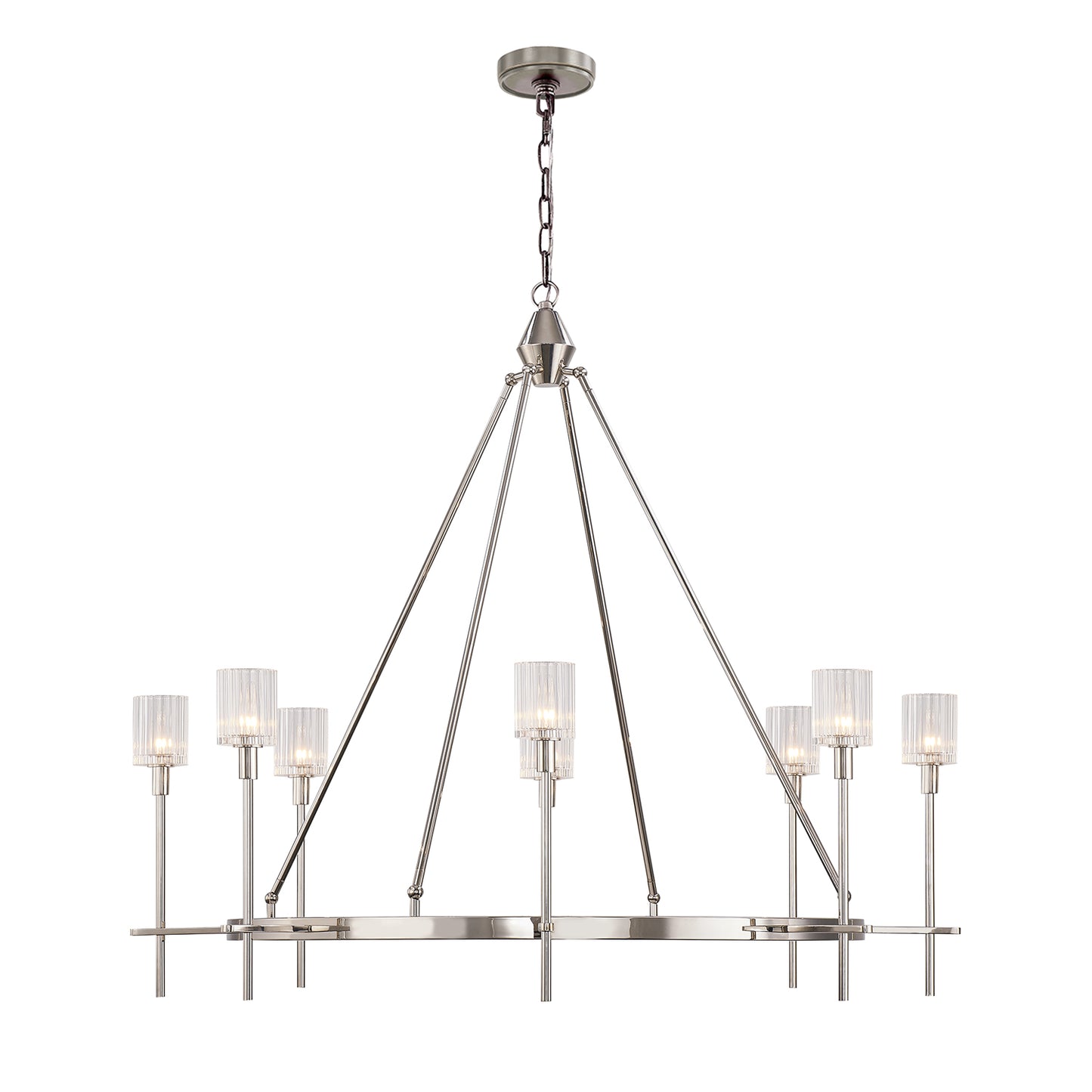 CH314308PNRC Salita 8 Light 46" Polished Nickel | Ribbed Crystal Chandelier