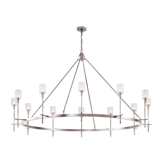 CH314312PNRC Salita 12 Light 70-1/4" Polished Nickel | Ribbed Crystal Chandelier