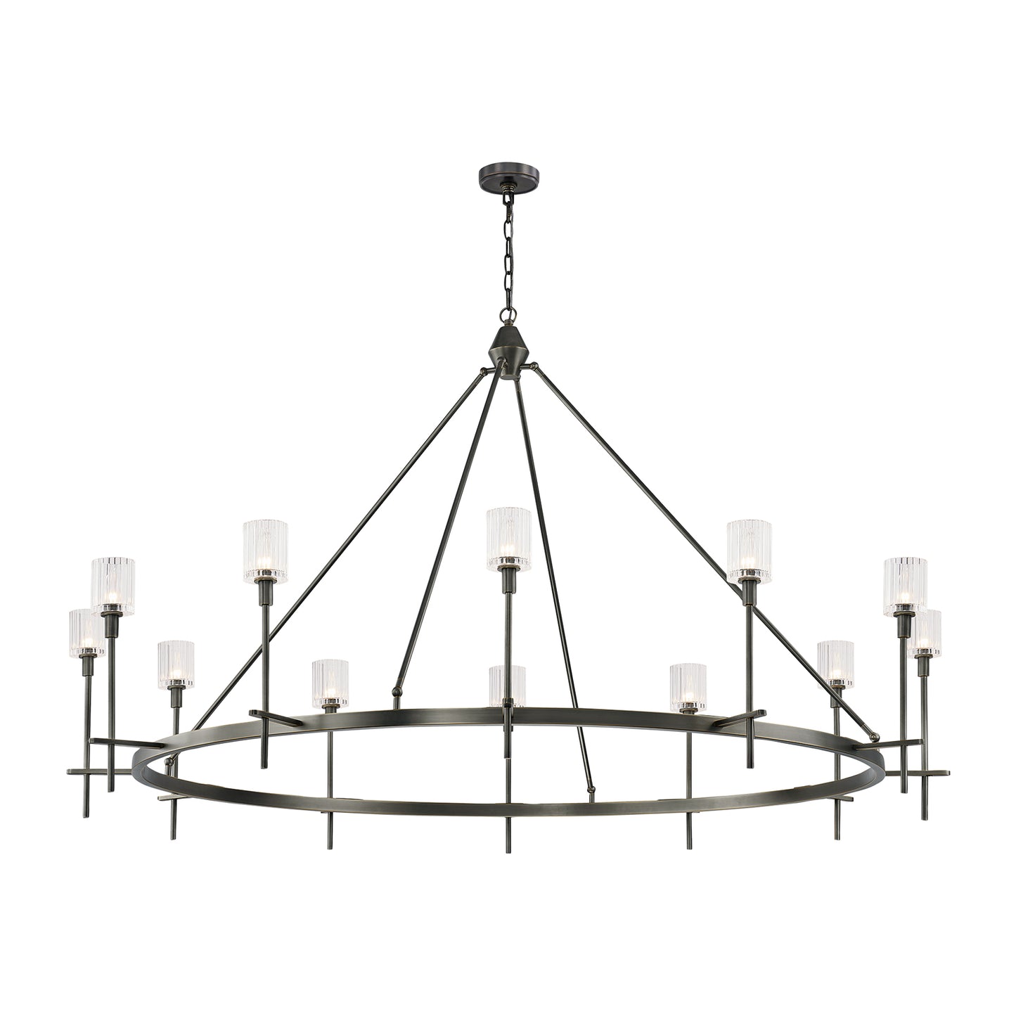 CH314312UBRC Salita 12 Light 70-1/4" Urban Bronze | Ribbed Crystal Chandelier