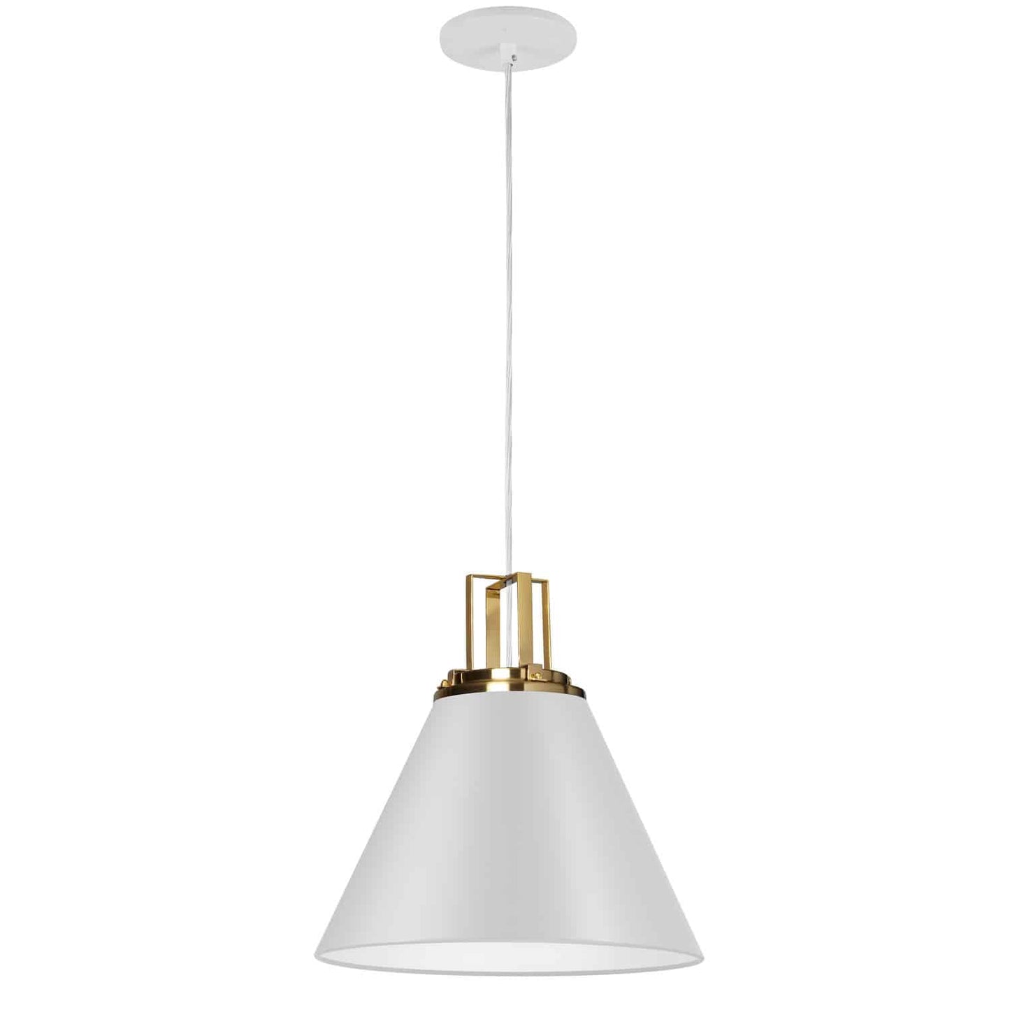 Dainolite SNS-141P-MW-AGB 1 Light Incandescent Pendant, Matte White w/ Aged Brass Accent