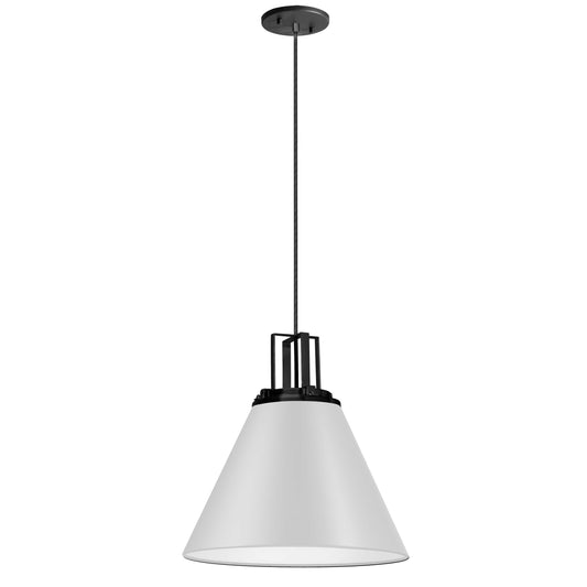 Dainolite SNS-141P-MW-MB 1 Light Incandescent Pendant, Matte White with Matte Black Accent