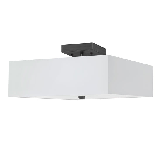 Dainolite SRN-143SF-MB-WH 3 Light Incandescent Semi-Flush, Matte Black with White Shade