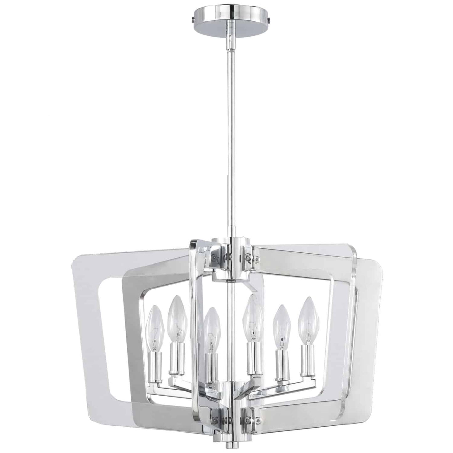 Dainolite SWR-206C-PC 6 Light Chandelier, Polished Chrome Finish with Chrome and Clear Acrylic Arms
