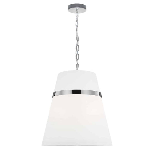 Dainolite SYM-183P-PC-WH 3 Light Incandescent Polished Chrome Pendant w/ White Shade