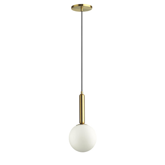 Dainolite TAR-61P-AGB-WH 1 Light Incandescent Pendant, Aged Brass with White Glass