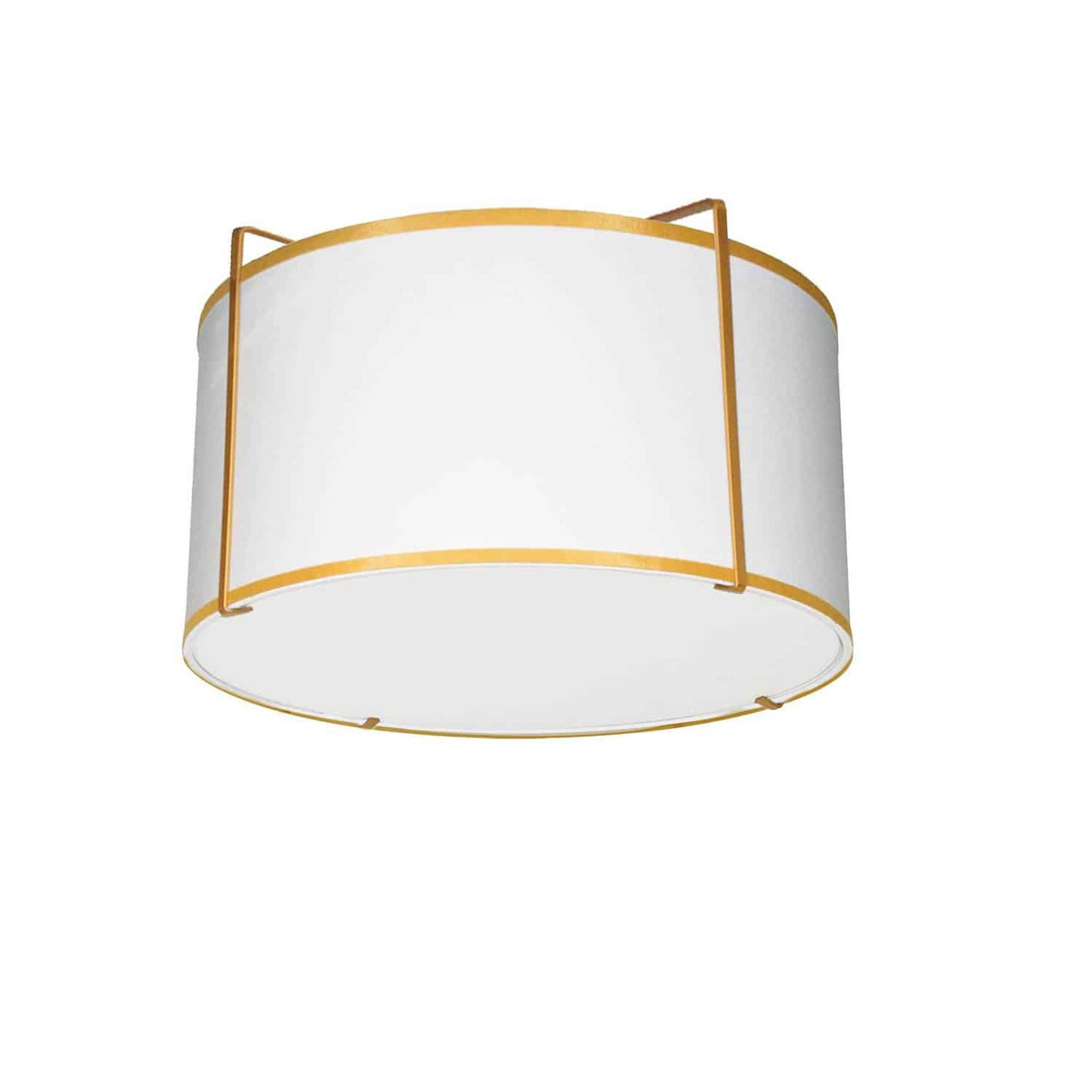 Dainolite TRA-121FH-GLD-WH 2 Light Flush Mount Drum Gold/White Shade w/ White Fabric Diffuser