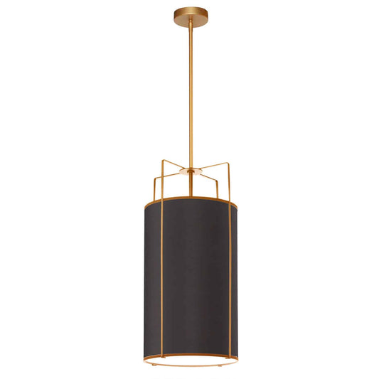 Dainolite TRA-124P-GLD-BK 4 Light Pendant Gold/Black Drum Shade w/ White Fabric Diffuser