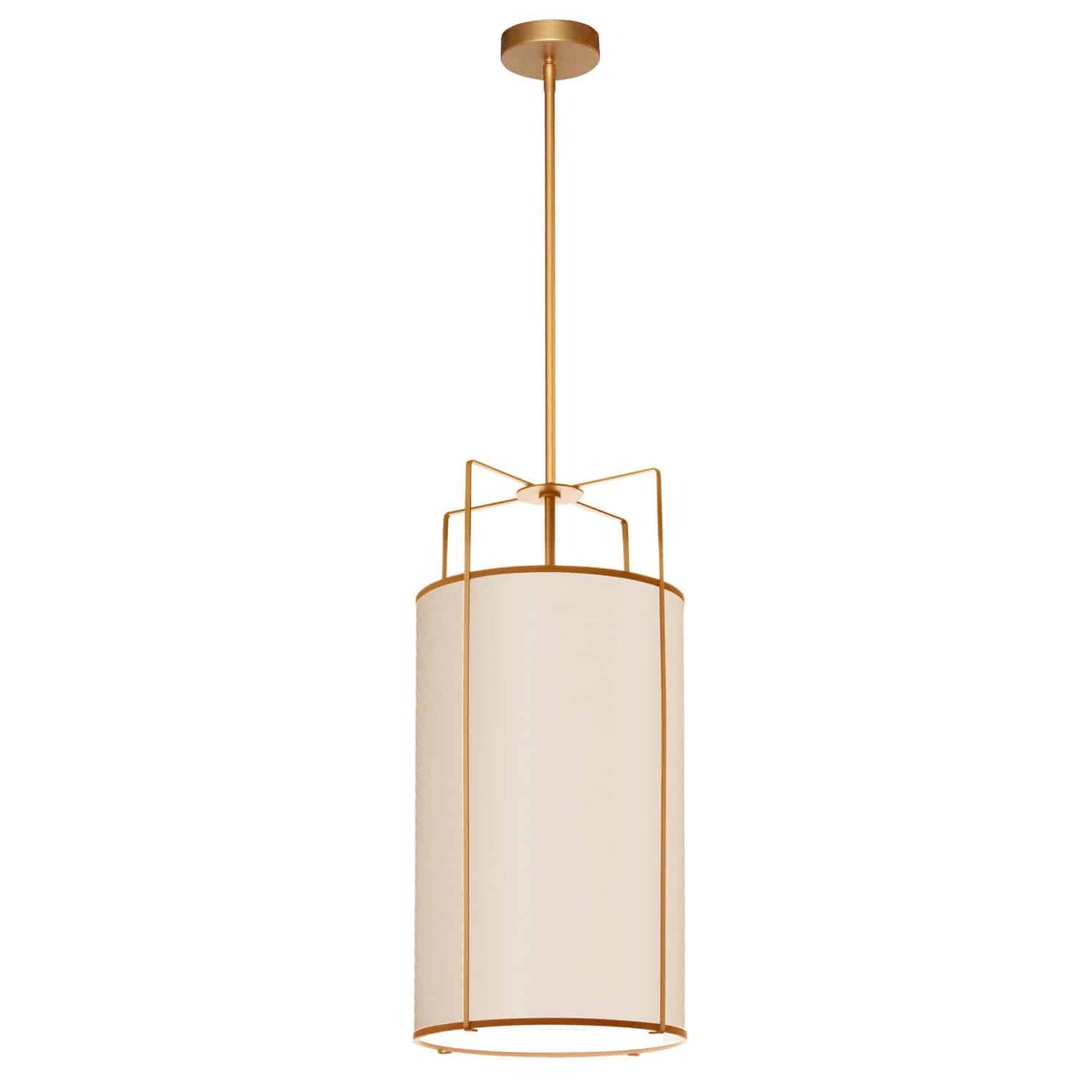 Dainolite TRA-124P-GLD-CRM 4 Light Pendant Gold/Cream Drum Shade w/ White Fabric Diffuser