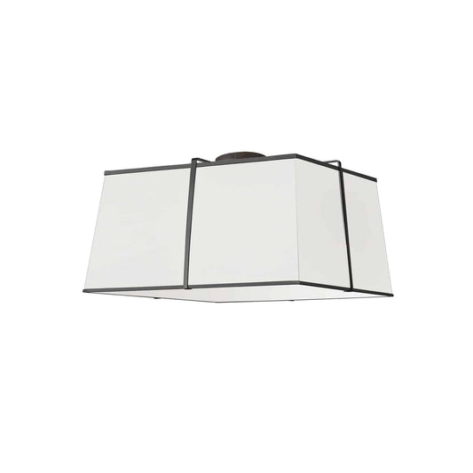 Dainolite TRA-163FH-BK-WH 3 Light Black Flush Mount White Shade w/ White Fabric Diffuser