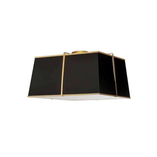 Dainolite TRA-163FH-GLD-BK 3 Light Gold Flush Mount Black Shade w/ White Fabric Diffuser