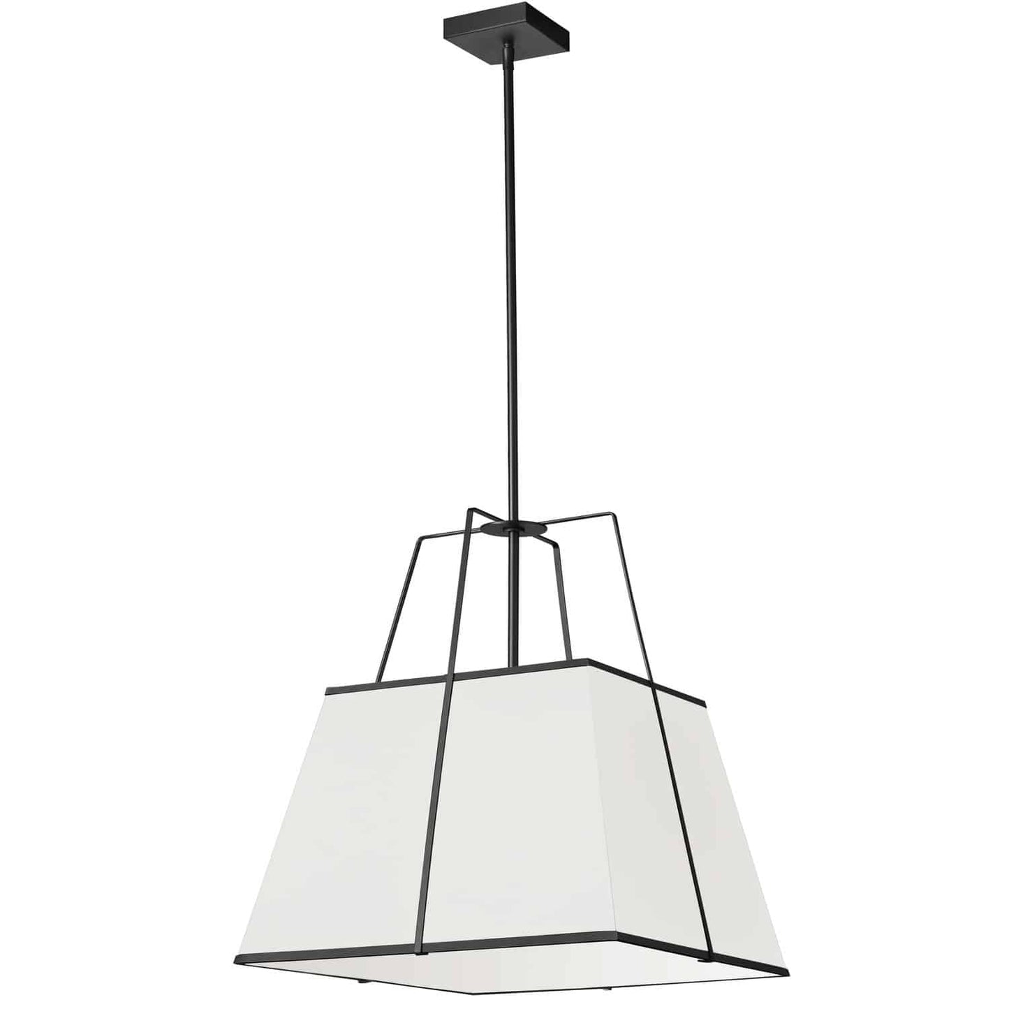 Dainolite TRA-181P-BK-WH 1 Light Black Pendant White Shade w/ White Fabric Diffuser