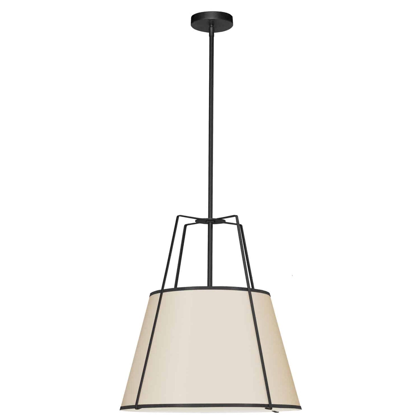 Dainolite TRA-1P-BK-CRM 1 Light Trapezoid Pendant Black/Cream Shade w/ White Fabric Diffuser