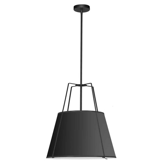 Dainolite TRA-1P-BK 1 Light Trapezoid Pendant Black Shade w/ White Fabric Diffuser