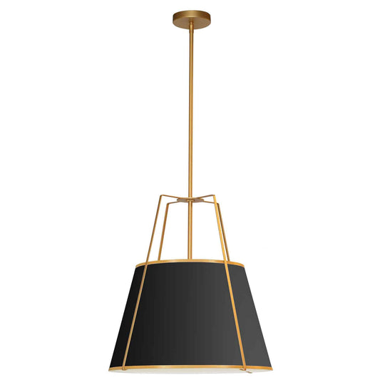 Dainolite TRA-1P-GLD-BK 1 Light Trapezoid Pendant Gold/Black Shade w/ White Fabric Diffuser