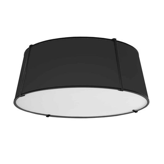 Dainolite TRA-224FH-BK 4 Light Trapezoid FlushMount Black Shade w/ White Fabric Diffuser