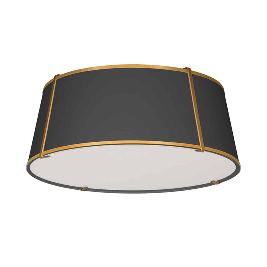 Dainolite TRA-224FH-GLD-BK 4 Light Trapezoid FlushMount Gold/Black Shade w/ White Fabric Diffuser