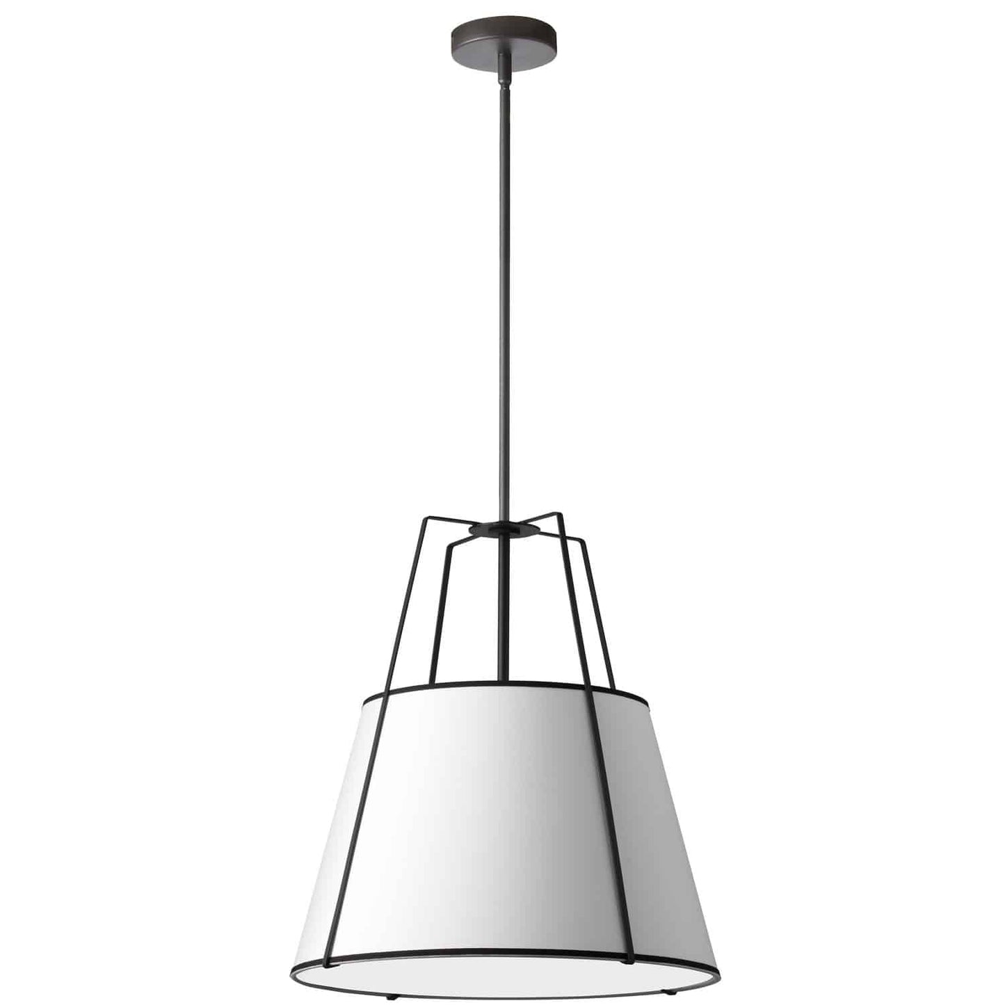 Dainolite TRA-331P-BK-WH 3 Light Incandescent Pendant Matte Black with White Shade