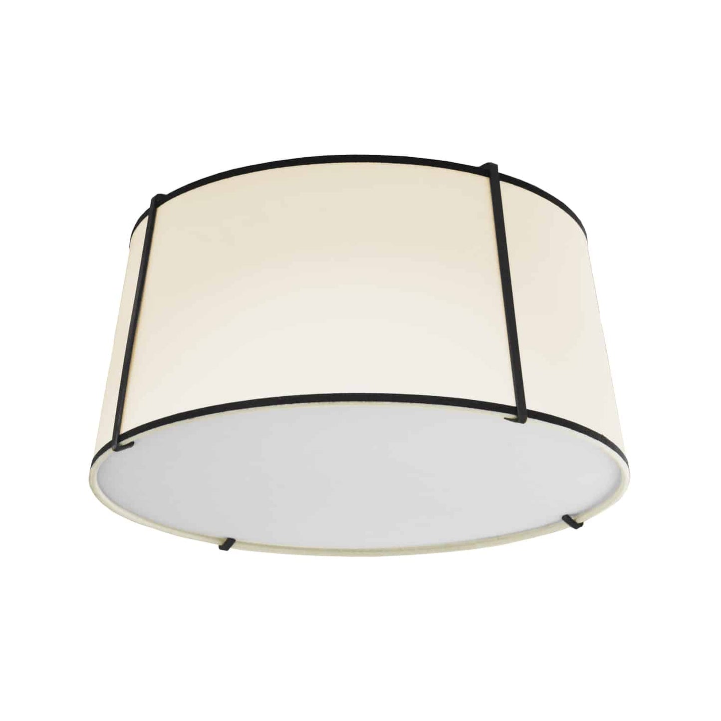 Dainolite TRA-3FH-BK-CRM 3 Light Trapezoid FlushMount Black/Cream Shade w/ White Fabric Diffuser