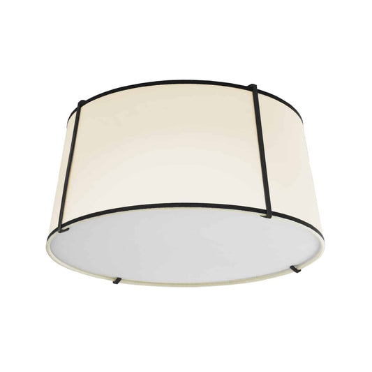 Dainolite TRA-3FH-BK-CRM 3 Light Trapezoid FlushMount Black/Cream Shade w/ White Fabric Diffuser