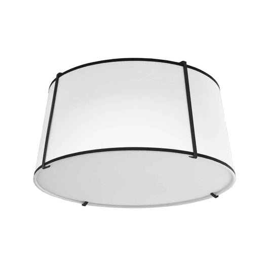 Dainolite TRA-3FH-BK-WH 3 Light Trapezoid Flush Mount Black White Shade with 790 Diffuser