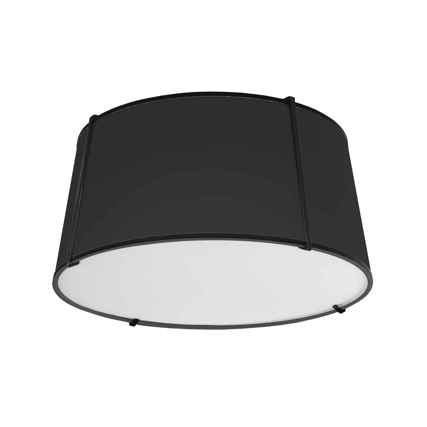 Dainolite TRA-3FH-BK 3 Light Trapezoid FlushMount Black Shade w/ White Fabric Diffuser