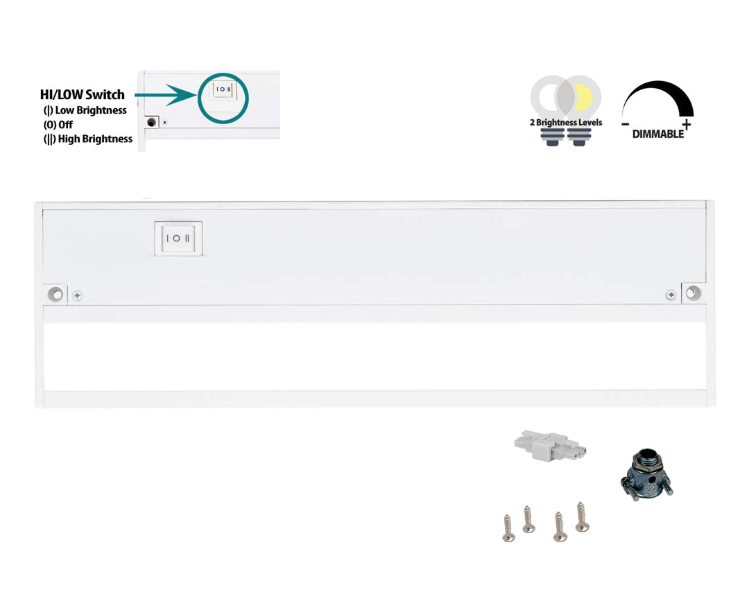 UC12-1K-HL-D LED, Undercabinet with Hi/Low Switch, 4000K, 12"L, 6W, 450 Lumens