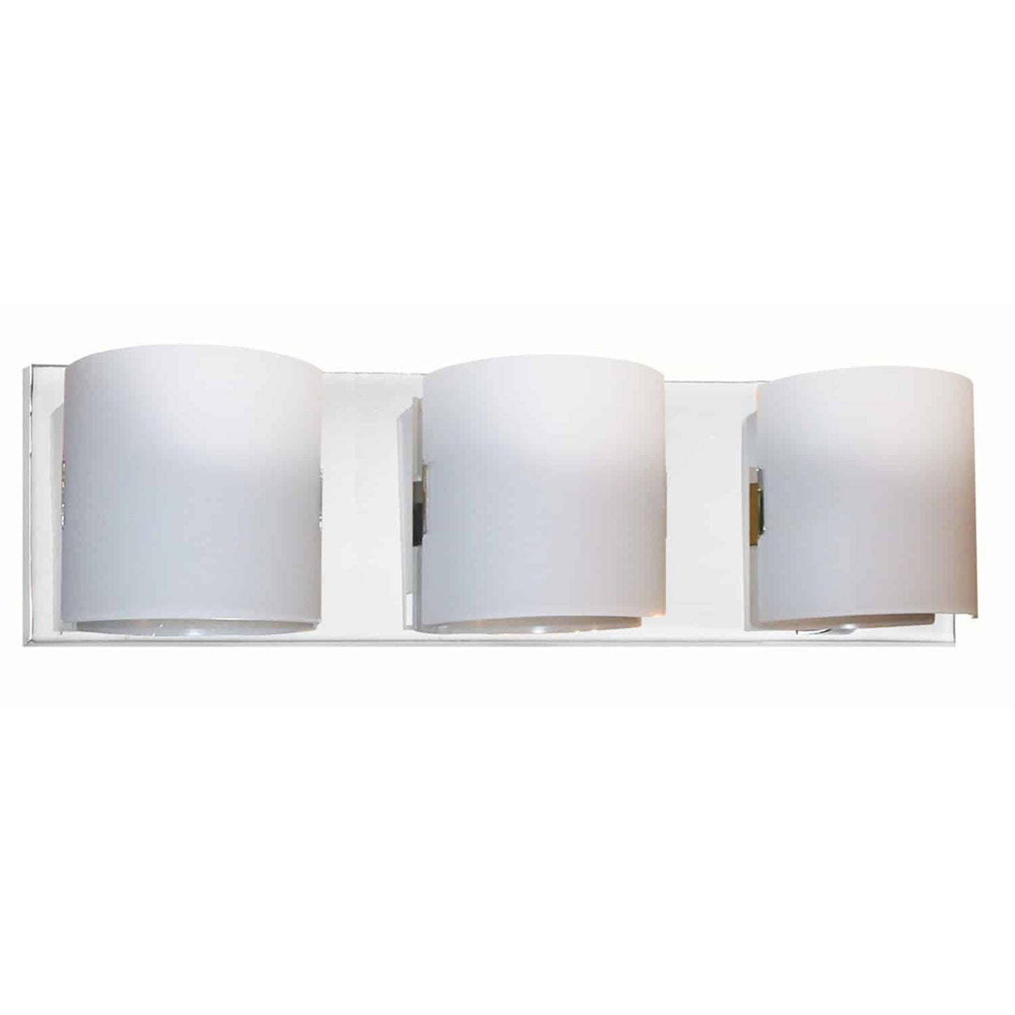 Dainolite V030-3W-PC 3 Light Vanity Fixture, Polished Chrome, White Frosted Glass