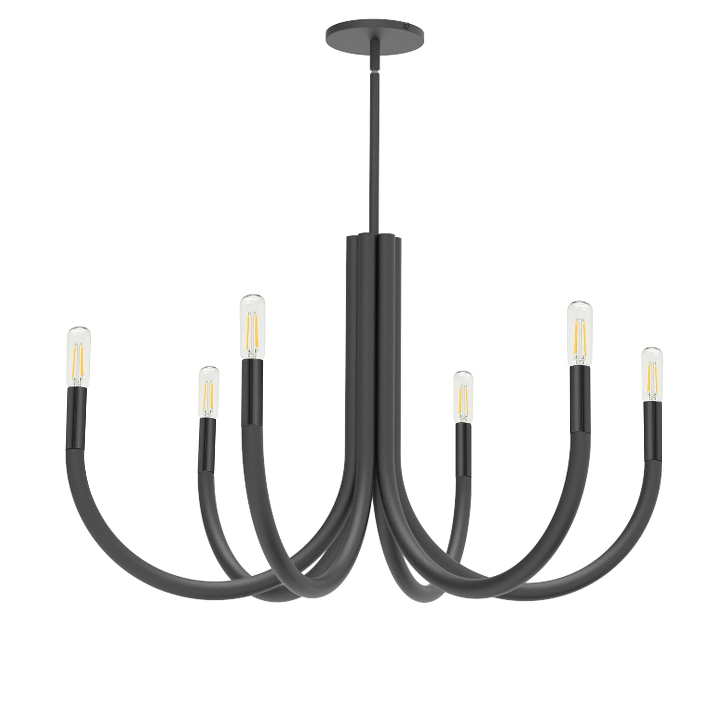 Dainolite WAN-286C-MB 6 Light Incandescent Chandelier, Matte Black