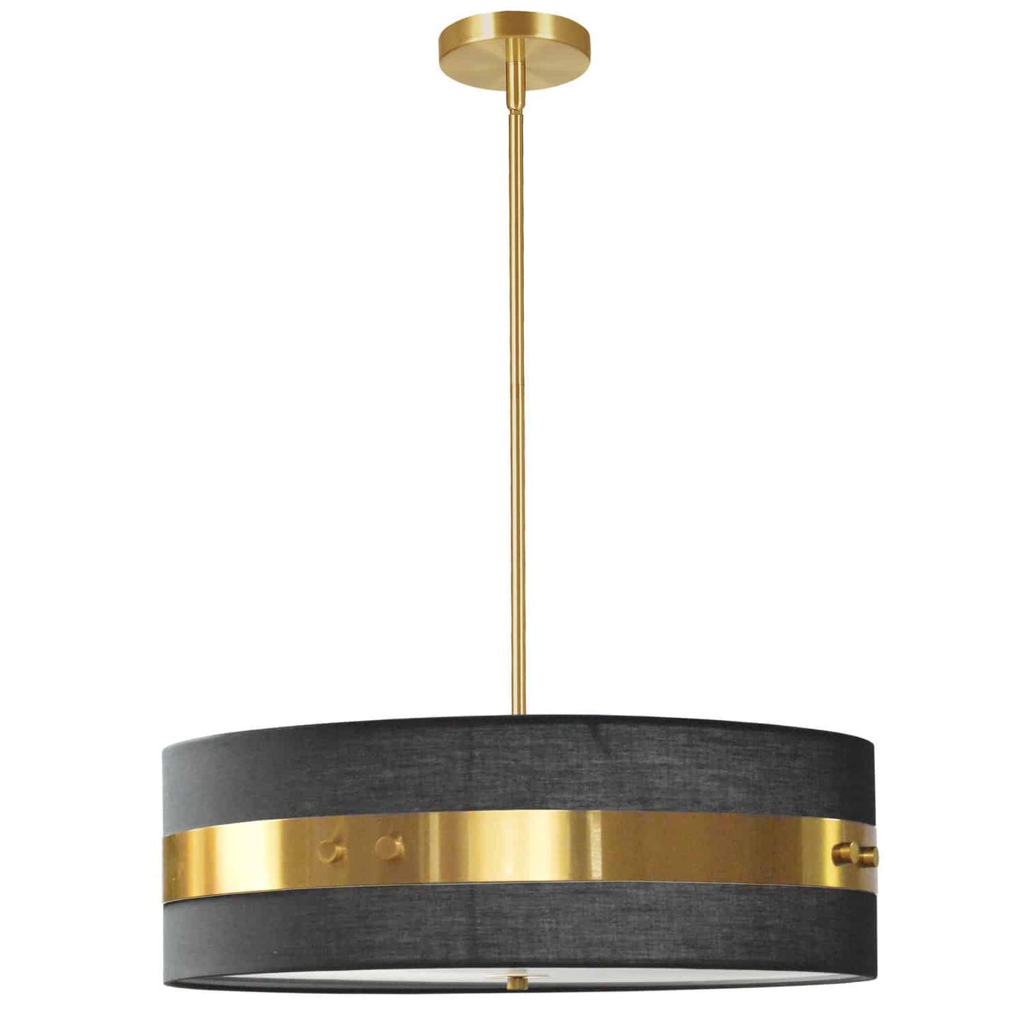 Dainolite WIL-224P-AGB-BK 4 Light Incandescent Pendant Aged Brass Finish with Black Shade