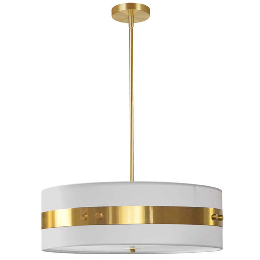 Dainolite WIL-224P-AGB-WH 4 Light Incandescent Pendant Aged Brass Finish with White Shade