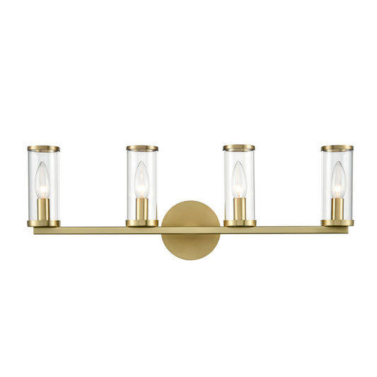 WV309044NBCG Revolve 4 Light 25-1/4" Natural Brass | Clear Glass Sconce