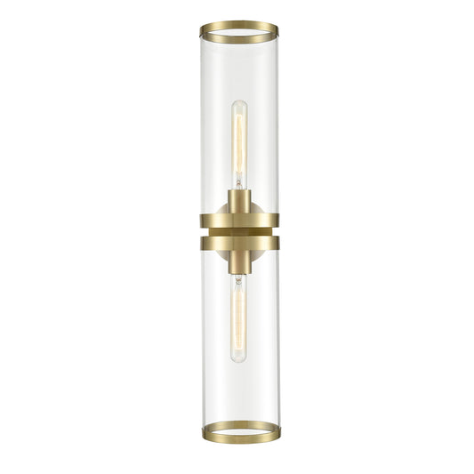 WV311602NBCG Revolve II 2 Light 5-5/8" Natural Brass | Clear Glass Sconce