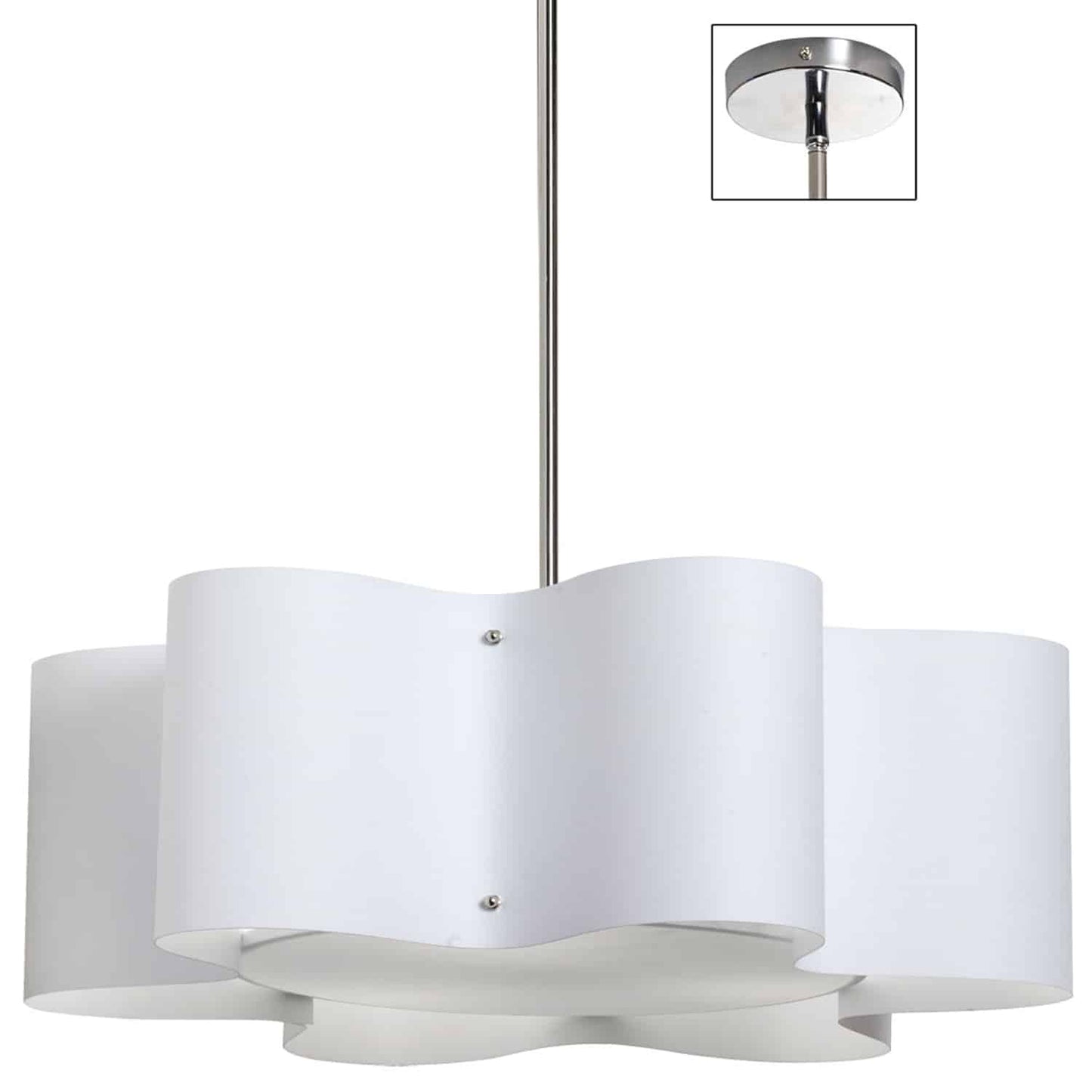 Dainolite ZUL-243-PC-WH 3 Light Zulu Pendant with White Shade,Polished Chrome Finish