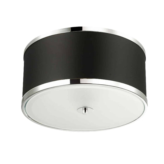 Dainolite ZUR-153FH-PC-BK 3 Light Incandescent Flush Mount, Polished Chrome Finish with Black Shade